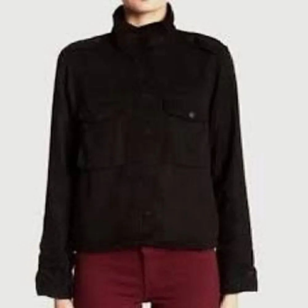 Pistola Women's Turtleneck Long Sleeve Black Moto Jacket Size M